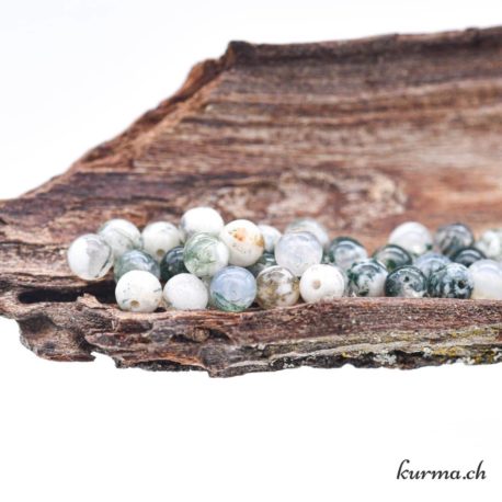 Perle Agate Arborisée 4.5mm - Nº 13520-3 disponible dans la boutique en ligne Kûrma. Votre magasin de pierre et minéraux en suisse