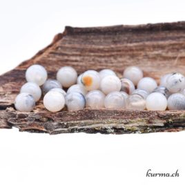 perles agate dendritique grise orange 6mm
