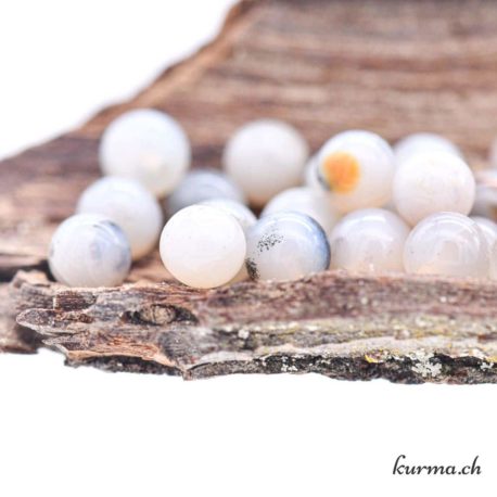 Perle Agate Dentritique Blanche Grise 6-6.5mm - Nº13517-2 disponible dans la boutique en ligne Kûrma. Votre magasin de pierre et minéraux en suisse