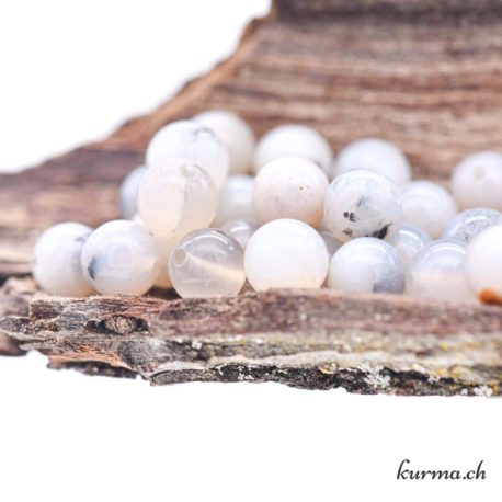 Perle Agate Dentritique Blanche Grise 6-6.5mm - Nº13517-3 disponible dans la boutique en ligne Kûrma. Votre magasin de pierre et minéraux en suisse