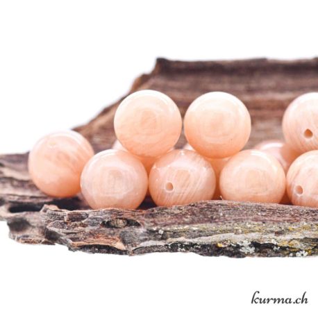 Perle Pierre de Lune Pêche 10mm - Nº 13508-1 disponible dans la boutique en ligne Kûrma. Votre magasin de pierre et minéraux en suisse