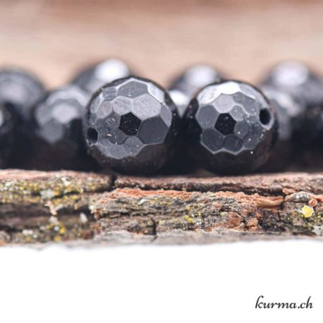 Perle Tourmaline Noire 8mm Facette - Nº 9207-2 disponible dans la boutique en ligne Kûrma. Votre magasin de pierre et minéraux en suisse