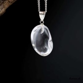 Quartz cristal de roche collier en argent - N°8063.3 • quartz cristal de roche pendentif en pierre 8063.3 3 pendentif en argent de Quartz cristal de roche
