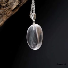 Quartz cristal de roche pendentif en argent - N°8063.4 • quartz cristal de roche pendentif en pierre 8063.4 3 Cristal de roche en pendentif avec boucle en argent