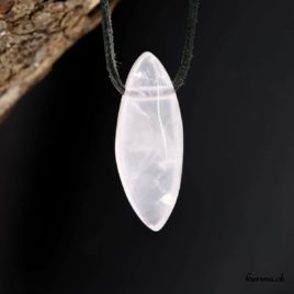Quartz rose - Pierre percée - N°5990.2 • quartz rose oval alonger pendentif en pierre 5990.2 1 Quartz rose parure