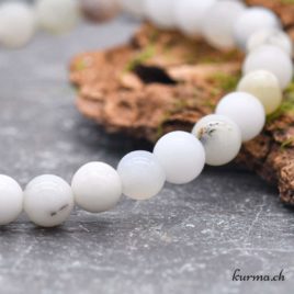 Bracelet Agate dendritique blanche 6mm