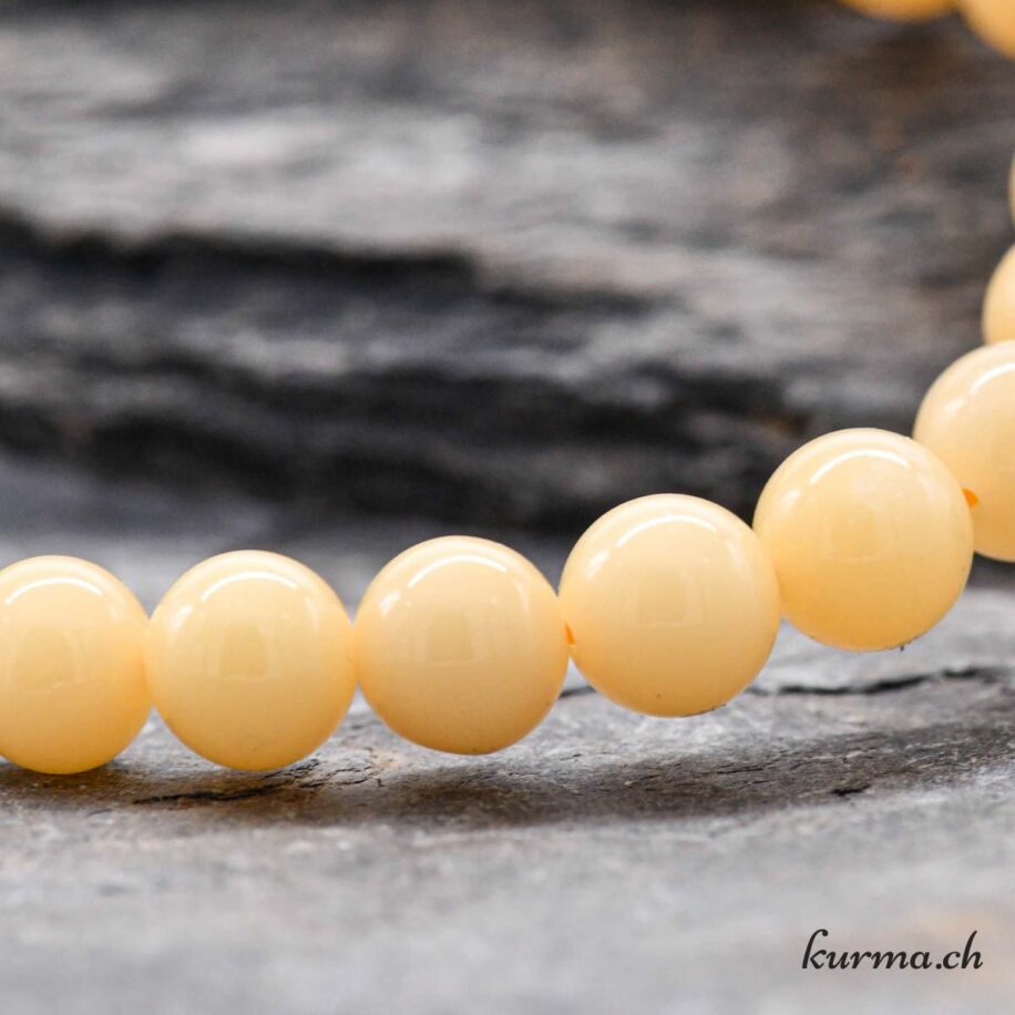 Bracelet En Aragonite Jaune Naturelle - Pierre Fine Pour Femme Ou Homme, Bien-être Et Cadeau