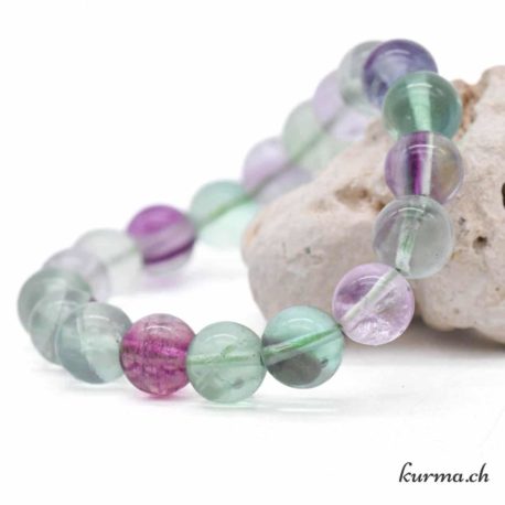 Bracelet Fluorite - 10mm - Nº9826-3 disponible dans la boutique en ligne Kûrma. Votre magasin de pierre et minéraux en suisse