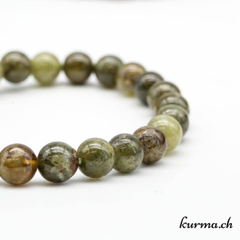 Bracelet en grenat vert quartz et abalone Bracelet en grenat vert quartz et abalone