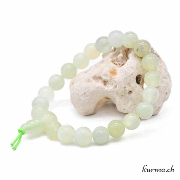 Bracelet jade néphrite perles 8 mm, perle mandala et fleur de lotus