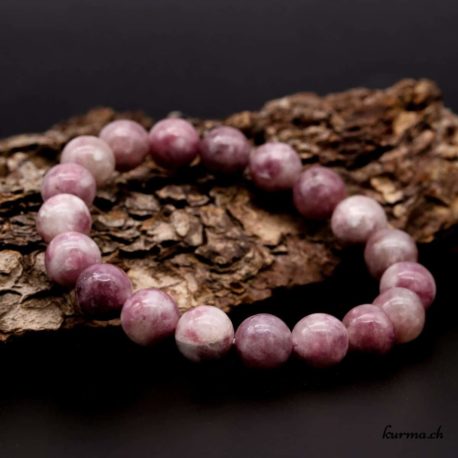 Bracelet Lépidolite rose-violette 10mm