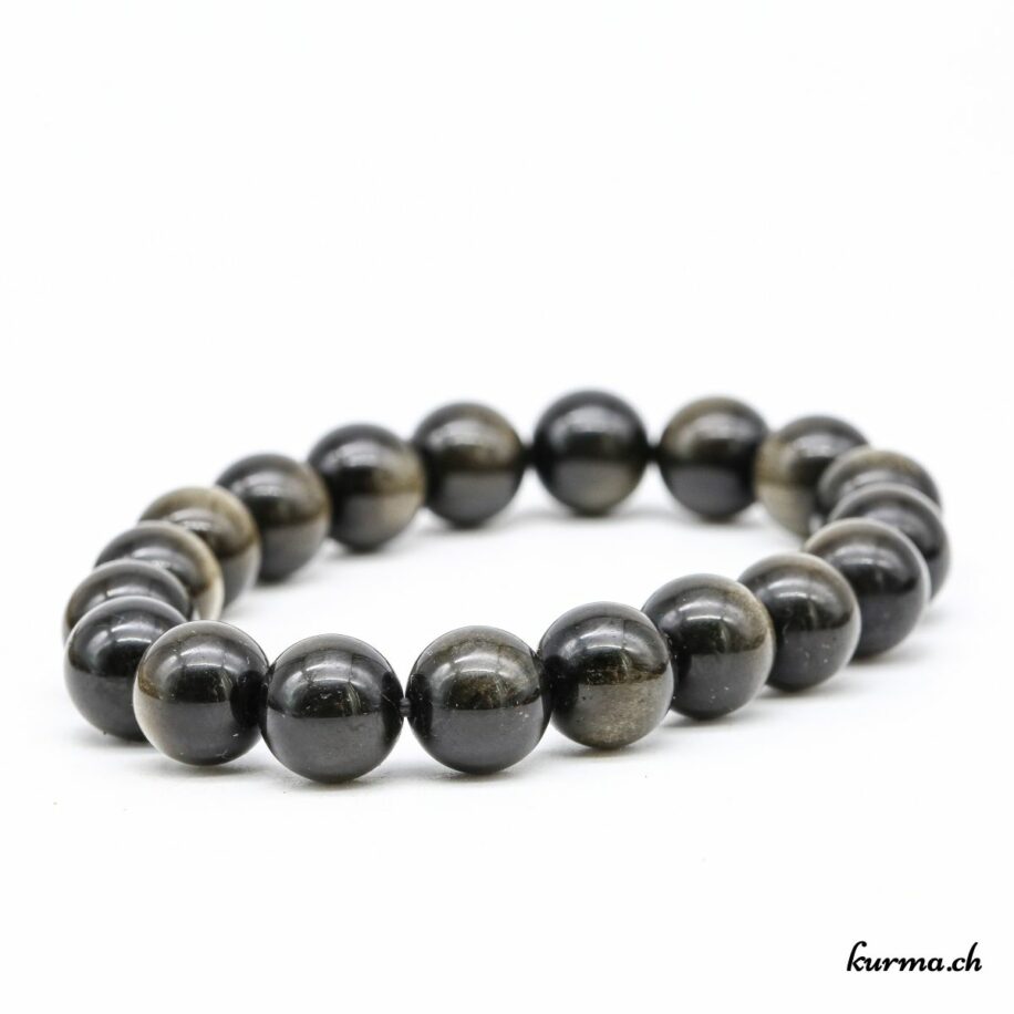Bracelet En Obsidienne Dorée - Perles Rondes 6 Mm, Pierre Naturelle, Neuf Avec étiquettes