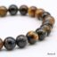 Collier De Perles En Oeil De Faucon Tigre Bleu - 29 Perles Tubes 8-13mm - Longueur 33cm - Fait Main En France