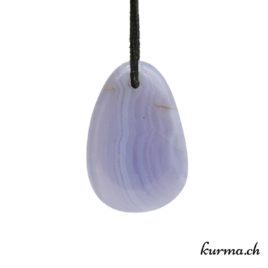 Calcédoine bleue - Pendentif en pierre percée - N°5868.3 • collier en calcedoine bleu n°5868.3 03 Achat Calcédoine