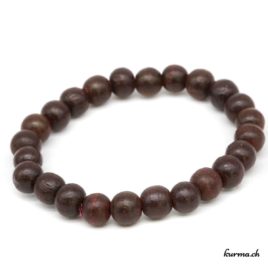 Bracelet en bois brun foncé 10mm - N°6202 • bijoux en bois brun fonce 10mm elastique n°6202 1 Bracelet en bois brun foncé 10mm