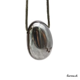 Hématite- Pendentif pierre percée - N°7170.2 • bijoux en hematite n°7170.2 2 1 Hématite pierre pendentif