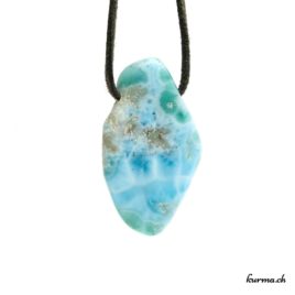 Larimar - Pendentif pierre percée - N°7923.2 • bijoux en larimar n°7923.2 2 1 Larimar en pendentif