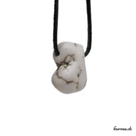 Magnésite - Howlite - Pendentif pierre percée - N°5886.1 • bijoux en magnesite nodule blanc jaune n°5886.1 1 Magnésite Howlite pendentif pierre percée
