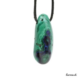 Azurite-Malachite - Pendentif pierre percée - N°8569.1 • bijoux en malachite azurite n°8569.1 1 Azurite-Malachite pendentif pierre percée