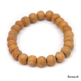 Bracelet en bois beige 10mm - N°6203 • bois beige 10mm elastique n°6203 1 Bracelet en bois beige 10mm