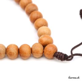 Bracelet en bois beige avec une ficelle 8mm - N°6158 • bois beige 8mm ficelle n°6158 2 Bracelet en bois beige avec une ficelle 8mm