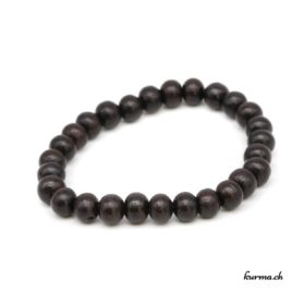 Bracelet en bois noir 8mm - N°4686 • bois noir 8mm elastique n°4686 1 Bracelet en bois noir 8mm