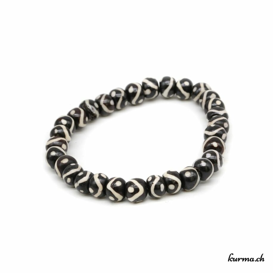 Bracelet En Os Népalais – Motif Om – Couleur Marron, Neuf Sans Boîte