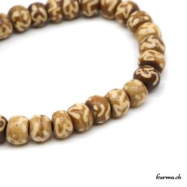 Bracelet en os ''Om blanc'' avec une ficelle 8mm - N°6194 • bracelet en os om blanc 8mm ficelle n°6194 2 Bracelet en os ''Om blanc'' avec une ficelle 8mm