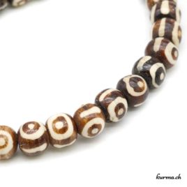 Bracelet en os ''Yeux bruns'' 8mm - N°6184 • bracelet en os yeux brun 8mm elastique n°6184 2 Bracelet en os ''Yeux bruns'' 8mm