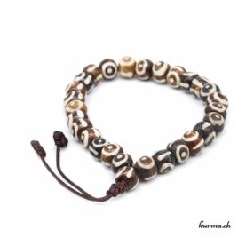 Bracelet en os ''Yeux bruns'' avec une ficelle 8mm - N°6191 • bracelet en os yeux brun 8mm ficelle n°6191 1 Bracelet en os ''Yeux bruns'' avec une ficelle 8mm