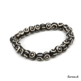 Bracelet en os ''Yeux noirs'' 8mm - N°6183 • bracelet en os yeux noir 8mm elastique n°6183 1 Bracelet en os ''Yeux noirs'' 8mm