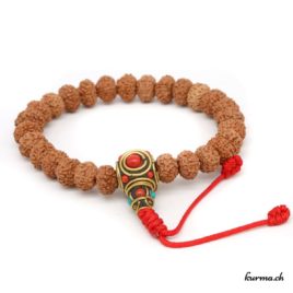 Bracelet en rudraksha à 8 faces avec une ficelle 9mm - N°6169 • bracelet en rudraksha 8 faces 9x65mm n°6169 1 Bracelet en rudraksha à 8 faces avec une ficelle 9mm