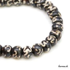 Bracelet en os ''Om'' 8mm - N°6185 • bracelet os om 8mm elastique n°6185 2 Bracelet en os ''Om'' 8mm