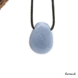 Angélite - Anhydrite - Pendentif pierre percée - N°8720.1 • collier en angelite anhydrite n°8720.1 2 Angélite pendentif pierre percée