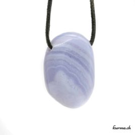 Calcédoine bleue - Pendentif pierre percée - N°5868.4 • collier en calcedoine bleu n°5868.4 2 Calcédoine bleue pendentif