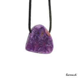 Charoïte - Pendentif pierre percée - N°5859.1 • collier en charoite n°5859.1 2 Charoïte pendentif pierre