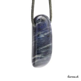 Dumortiérite - Pendentif pierre percée - N°7375.1 • collier en dumortierite n°7375.1 2 Dumortiérite pendentif pierre