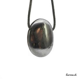 Hématite - Pendentif pierre percée - N°7900.2 • collier en hematite n°7900.2 3 Hématite pendentif pierre percée