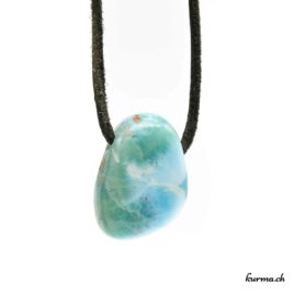 Larimar - Pendentif pierre percée - N°5843.2 • collier en larimar n°5843.2 1 1 Larimar pierre pendentif