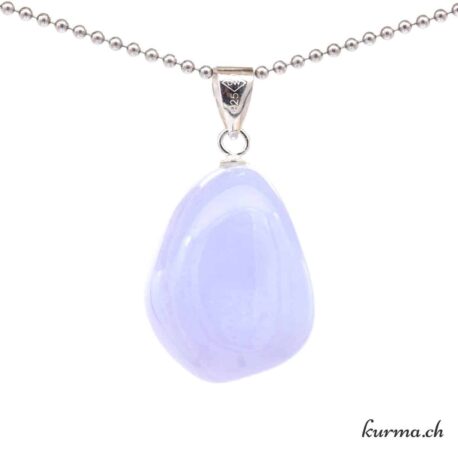 Calcédoine bleue pendentif en argent