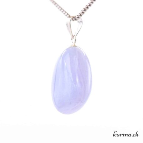 Calcédoine bleue pendentif en argent