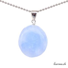 Calcite bleue pendentif boucle en argent