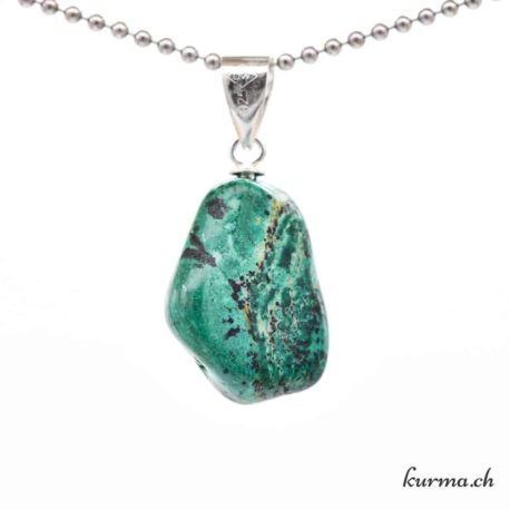 Pendentif Eilat Stone - Chrysocolle et Malachite avec boucle en argent - N°11655.4-1 disponible dans la boutique en ligne Kûrma. Votre magasin de pierre et minéraux en suisse