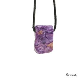 Charoïte - Pendentif pierre percée - N°8457.1 • pendentif en charoite n°8457.1 2 Charoïte pendentif pierre percée