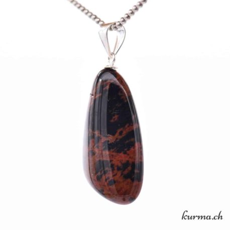Pendentif Obsidienne Acajou - Mahagony avec boucle en argent - N°11699.4-2 disponible dans la boutique en ligne Kûrma. Votre magasin de pierre et minéraux en suisse