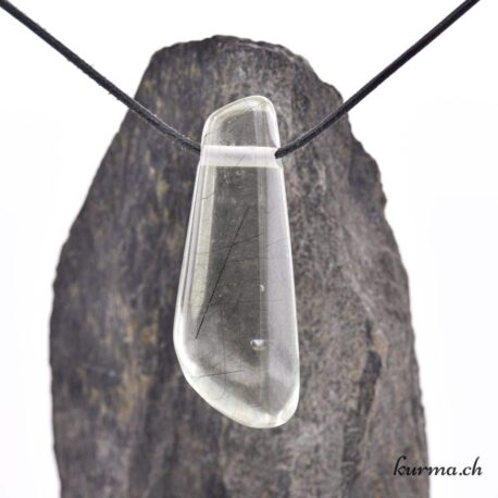 Quartz Actinolite - Pendentif en pierre percée
