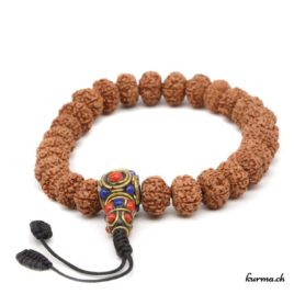 Bracelet en rudraksha à 7 faces avec une ficelle 12mm - N°6168 • rudraksha 7 faces 12x75mm n°6168 2 Bracelet en rudraksha à 7 faces avec une ficelle 12mm