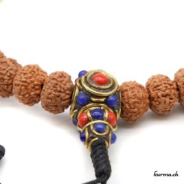 Bracelet en rudraksha à 9 faces avec une ficelle 10mm - N°6170 • rudraksha 9 faces 10x75mm n°6170 3 Bracelet en rudraksha à 9 faces avec une ficelle 10mm