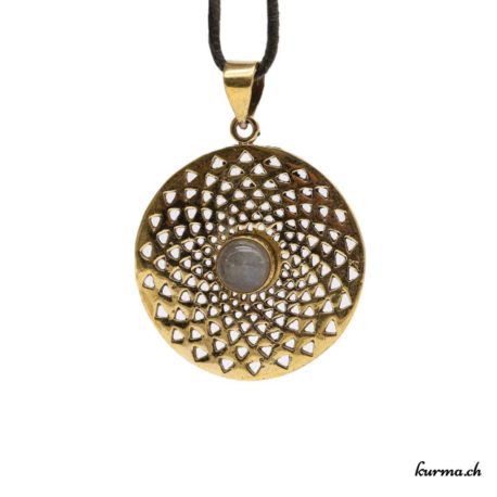 Pendentif en laiton doré Sahasrara 7ème chakra avec une pierre