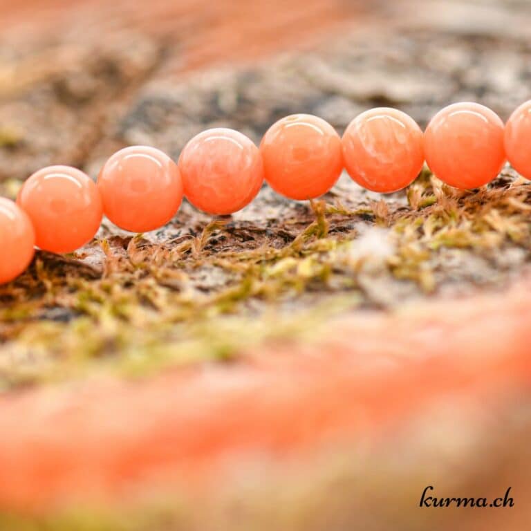 Collier Vintage Perles Corail Saumon Sculpté Noué Or 14K - Longueur 11B 4.6 - Occasion